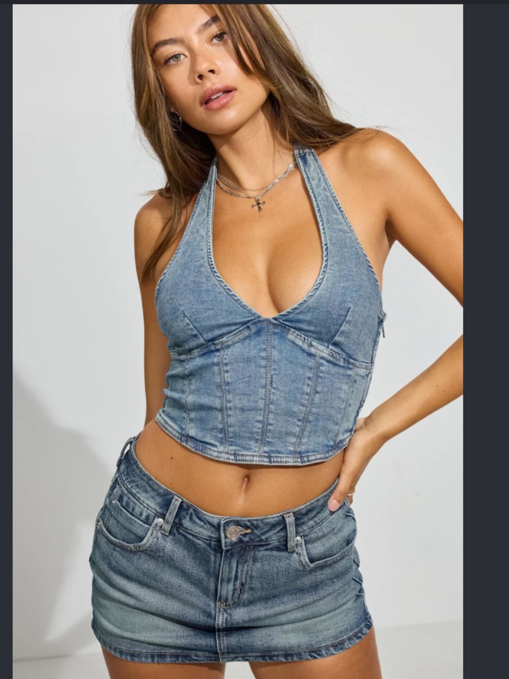NWT!! Garage Denim Halter Top with Side Zipper